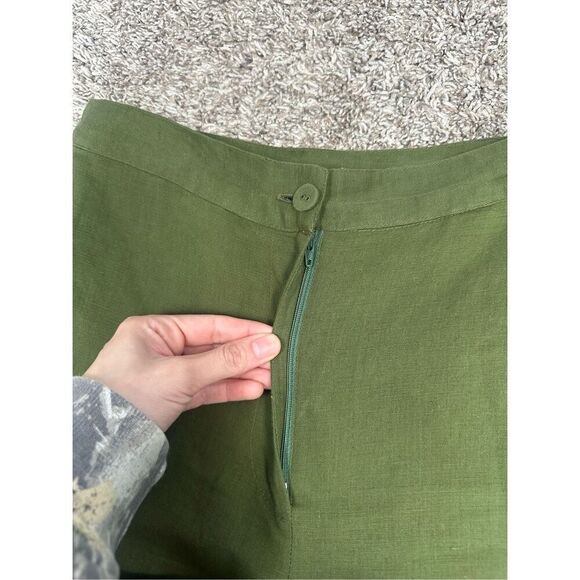 RHODE Penelope Pant Chive Womens Size 4 Green Wide Leg Culotte Linen Lagenlook - Picture 11 of 13
